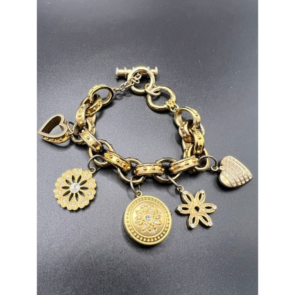 Vintage Anne Klein Gold-Tone Charm Bracelet Watch Locket – 100g Heavy Link